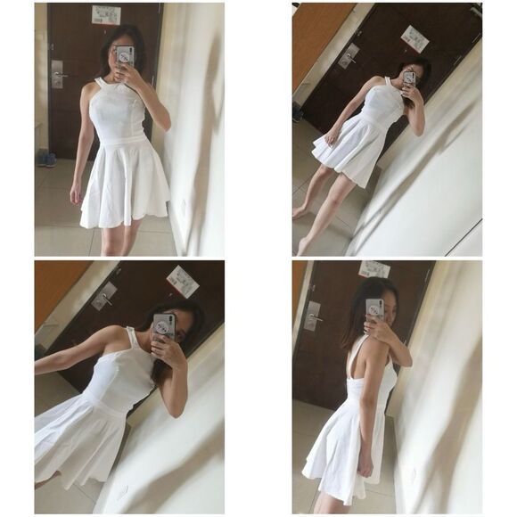 ASOS Halter Neck Skater Dress in White - Picture 2 of 10